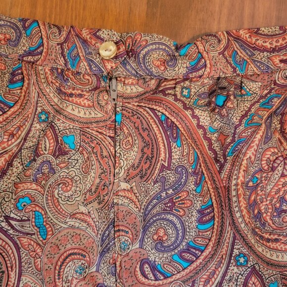 Contemporary Classics Red Floral Paisley Print Midi Tea Length Skirt - Picture 10 of 16